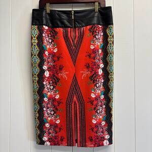 Bisou Bisou Michele Bohbot Womens Boho Floral Geometric Skirt Size 12 Career